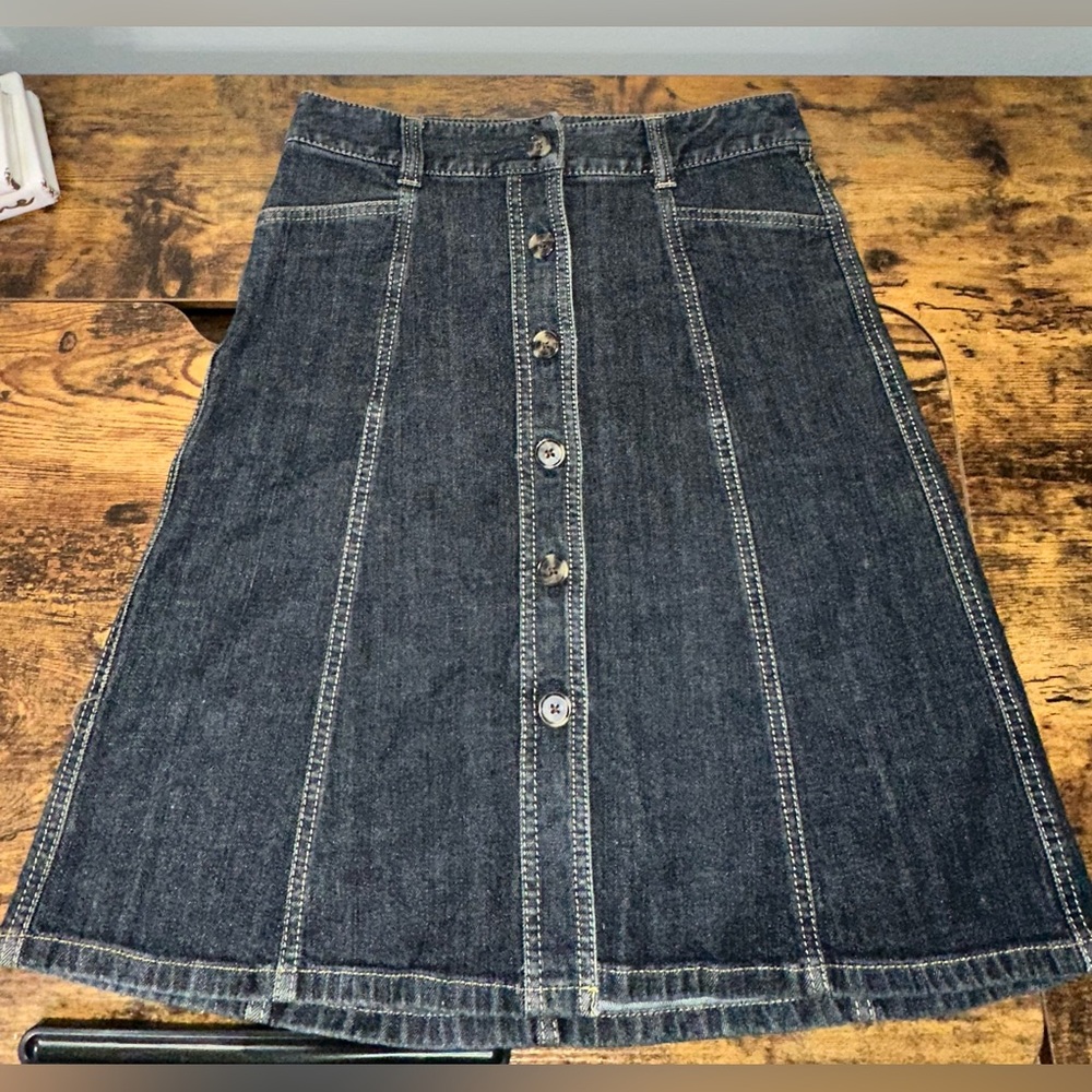 Ann Taylor Button Front Denim Skirt Size 0P